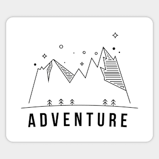 Adventure With Mountain Illustration Black Sticker